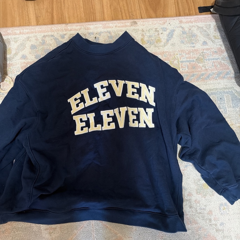 Navy Sweatshirt with Ivory 'ELEVEN ELEVEN' Lettering